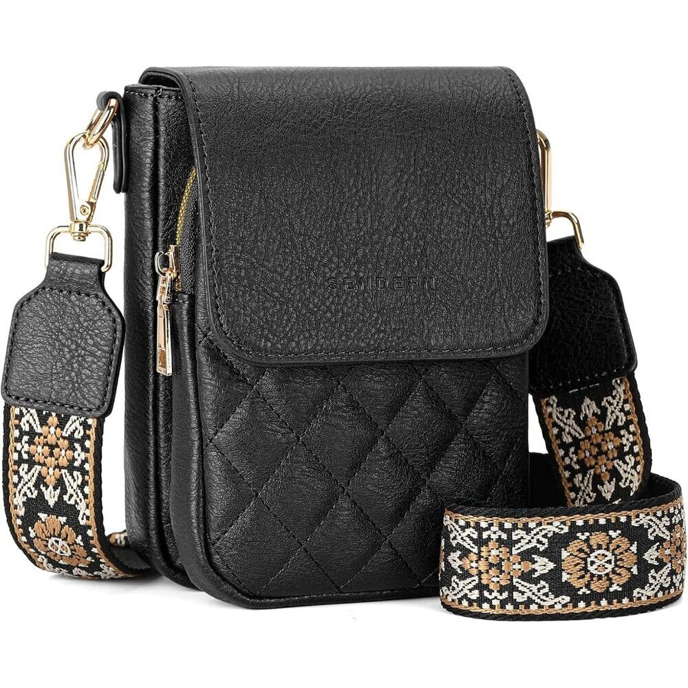 Small Leather Crossbody Bag for Women Compact Cell Phone Wallet Purse
